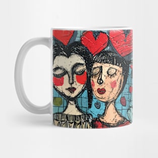 Lesbian Couple 2024 Valentines Day Drawing Mug